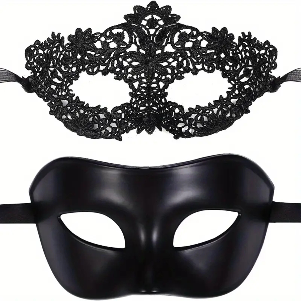 Black Face Mask Pack - 2 個ホット新セクシーな黒レースマスク男性女性カップルベネチアンコスプレハロウィンカーニバルパーティー仮面舞踏会セットマルディグラギフト