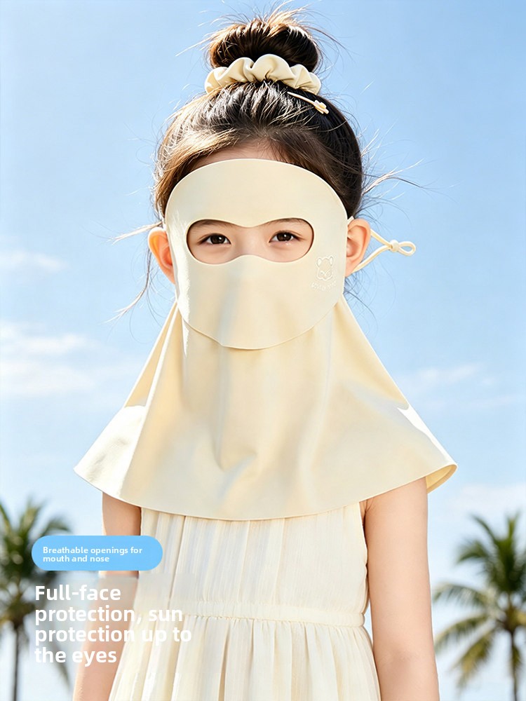 子供用屋外日焼け防止フェイスマスク一体型フルフェイスネックカ - Kids Face Mask のレビューと価格